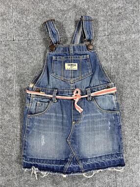 OshKosh B’gosh Denim Overall Dress Jumper 3T Distressed